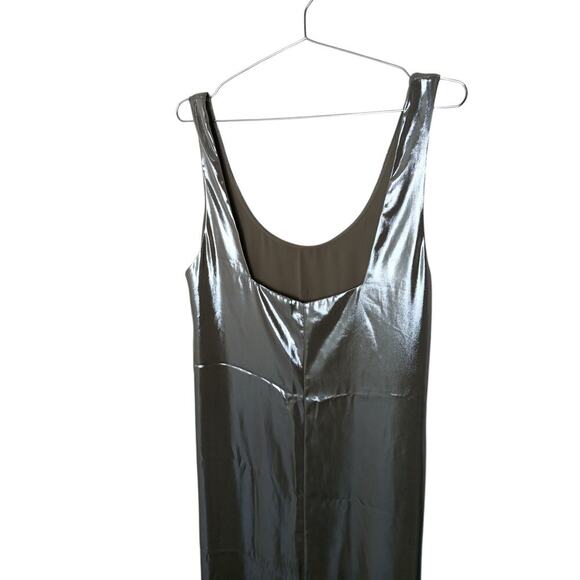 New Banana Republic Metallic Silver Maxi Slip Dress M | Scoop Neck Sleeveless - Picture 11 of 15